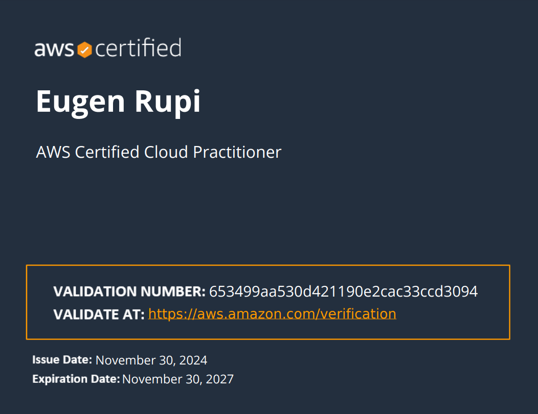 AWS Certified Cloud Practitioner Certificate