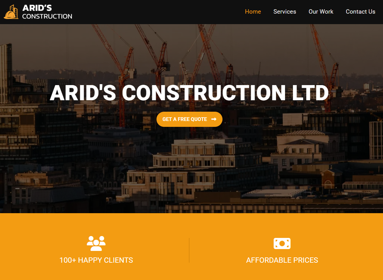 Arid's Construction - Website